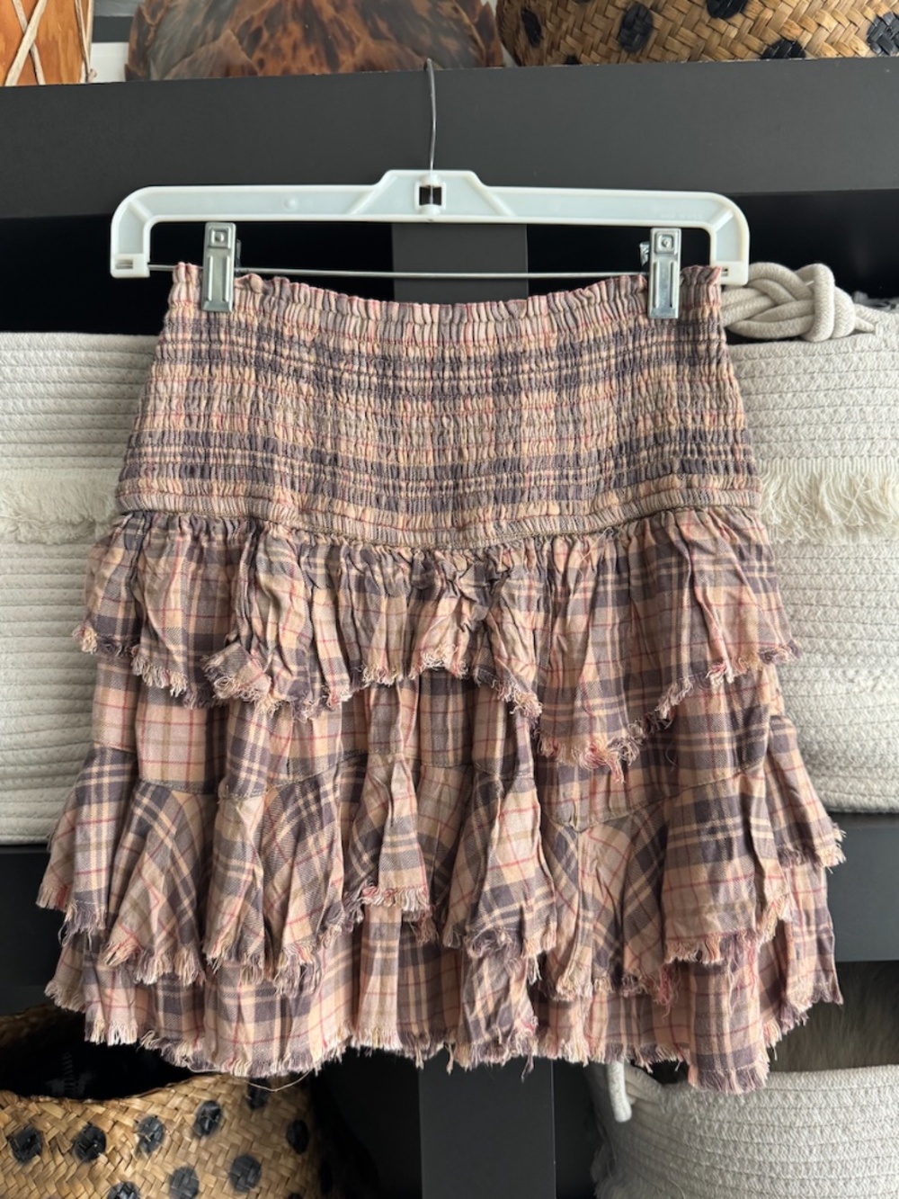 Plaid Ruffle Miniskirt
